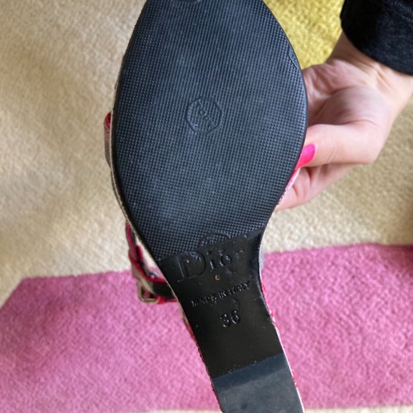 RARE 2011 Dior Anselm Reyle Camouflage Camo Neon Pink Platform Wedge Sandals 36 - Picture 10 of 10